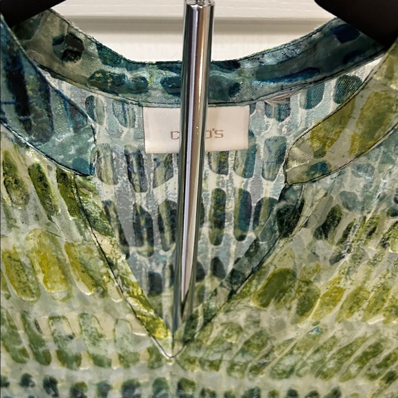 Chico's Green and Blue Patterned Blouse - Picture 6 of 12